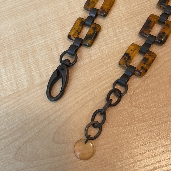 PONO Italian Made Resin Square Link Tortoise Necklace - New - Picture 4 of 6